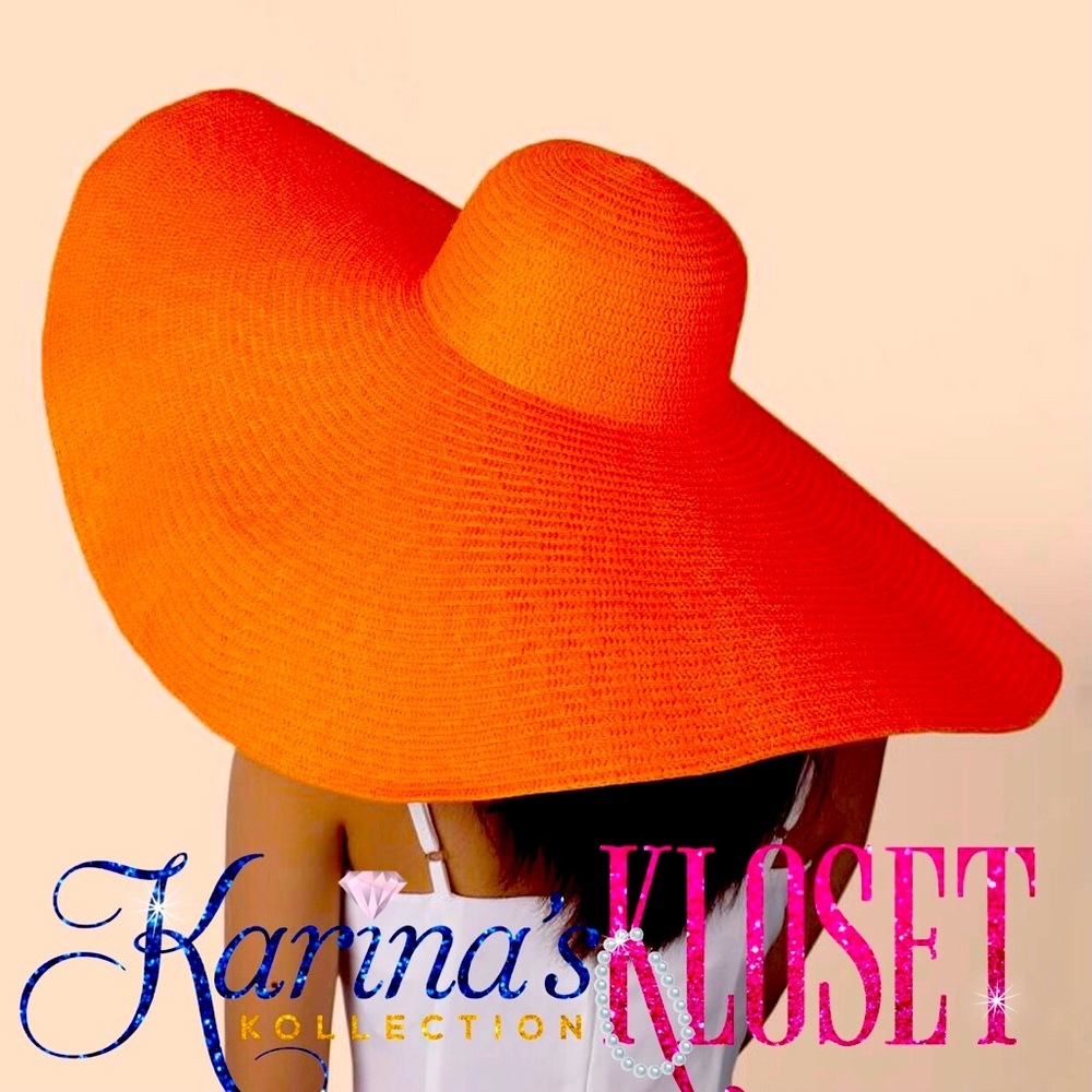 🎉 Hot Girl Summer Orange Oversized Beach 🏖Straw Hat